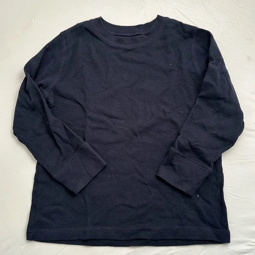 Gap navy blue crew neck waffle knit thermal long sleeve shirt
